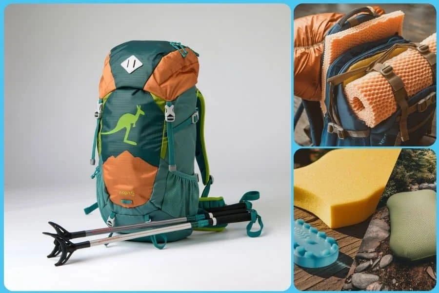 Backpack various foam padding materials.