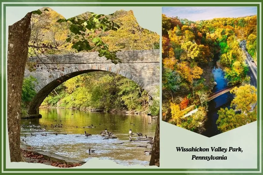 Historic covered bridge at Wissahickon Valley Park, Pennsylvania