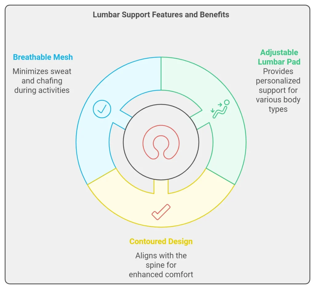 lumar support in child carrier hiking backpacks infographic