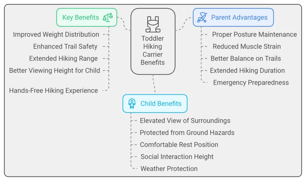 Image of all the benefits about toddler hiking carrier