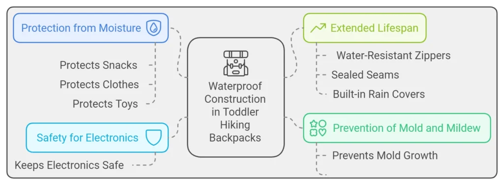 waterproof construction in toddler hiking backpacks detail infographic